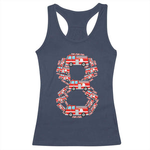 Fire Truck 8th Birthday Racerback Tank Top Firefighter Gift For Eight Year Old Kid