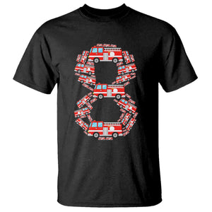 Fire Truck 8th Birthday T Shirt Firefighter Gift For Eight Year Old Kid