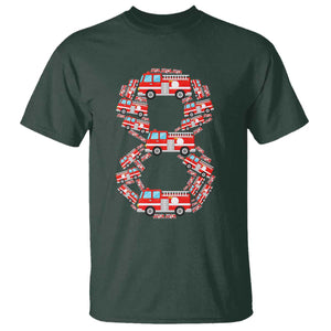 Fire Truck 8th Birthday T Shirt Firefighter Gift For Eight Year Old Kid