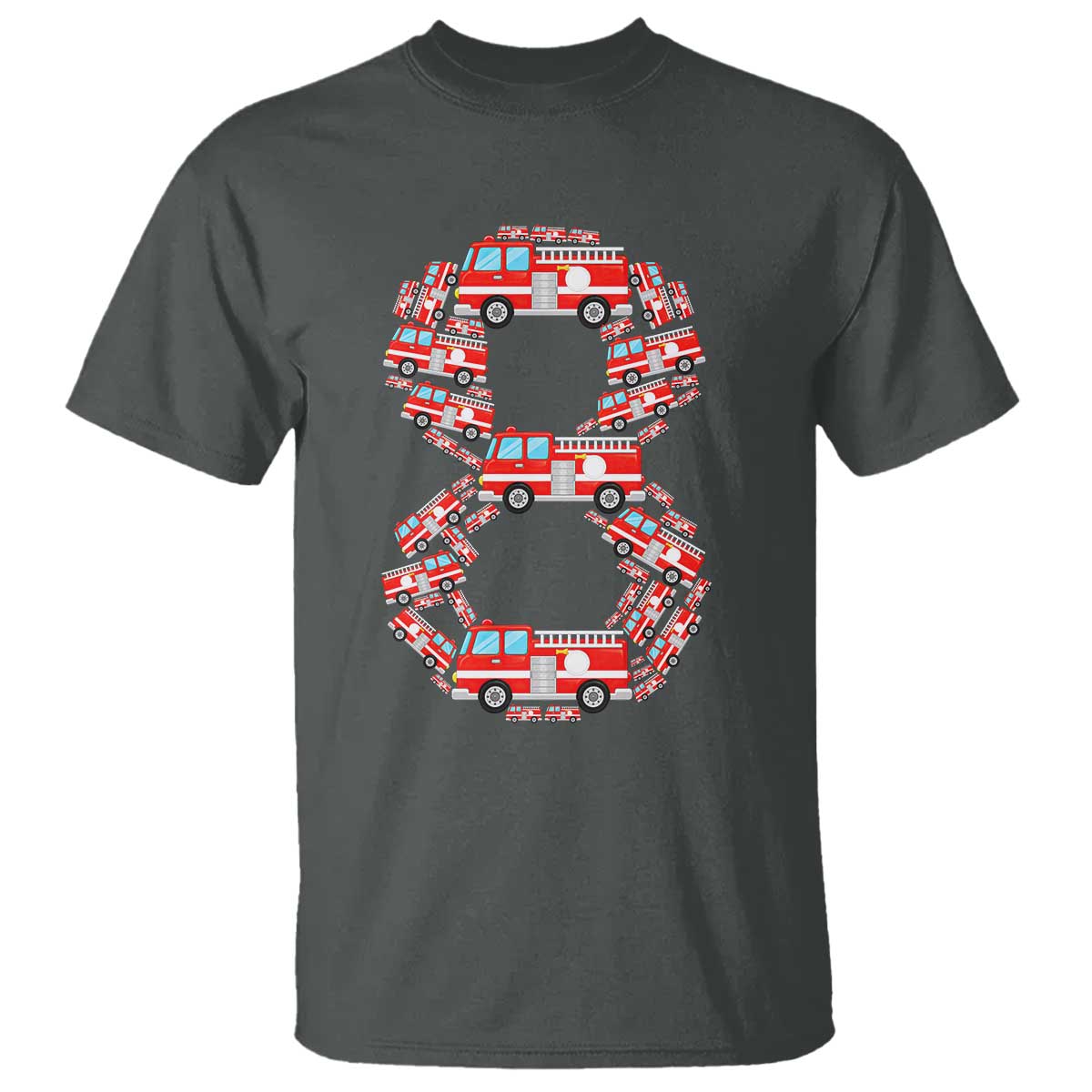 Fire Truck 8th Birthday T Shirt Firefighter Gift For Eight Year Old Kid