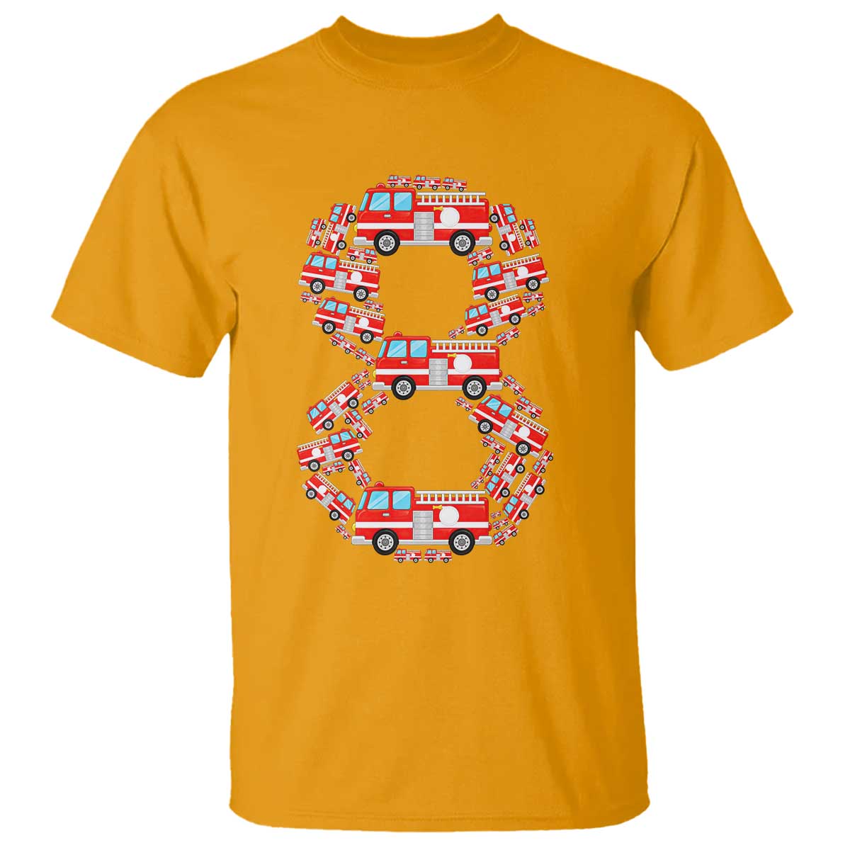 Fire Truck 8th Birthday T Shirt Firefighter Gift For Eight Year Old Kid
