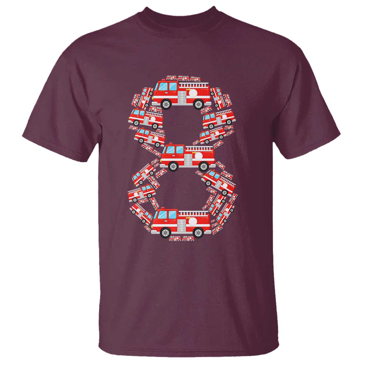 Fire Truck 8th Birthday T Shirt Firefighter Gift For Eight Year Old Kid