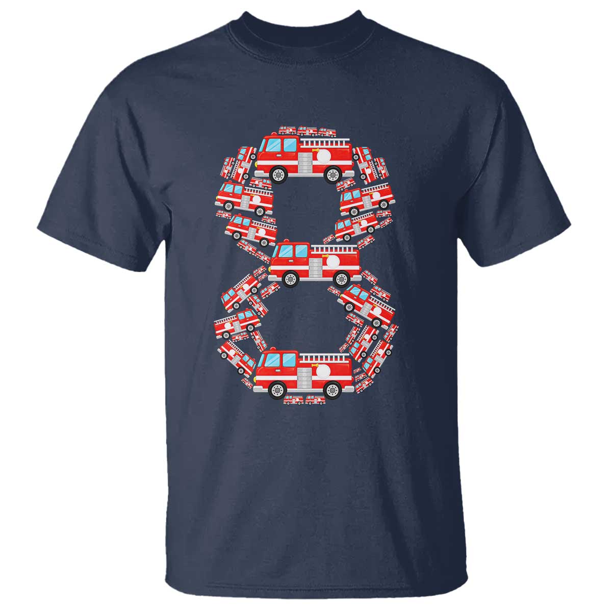 Fire Truck 8th Birthday T Shirt Firefighter Gift For Eight Year Old Kid