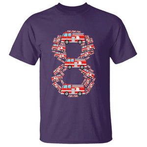 Fire Truck 8th Birthday T Shirt Firefighter Gift For Eight Year Old Kid