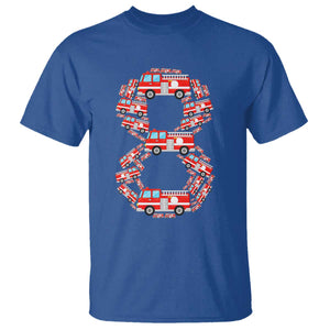 Fire Truck 8th Birthday T Shirt Firefighter Gift For Eight Year Old Kid