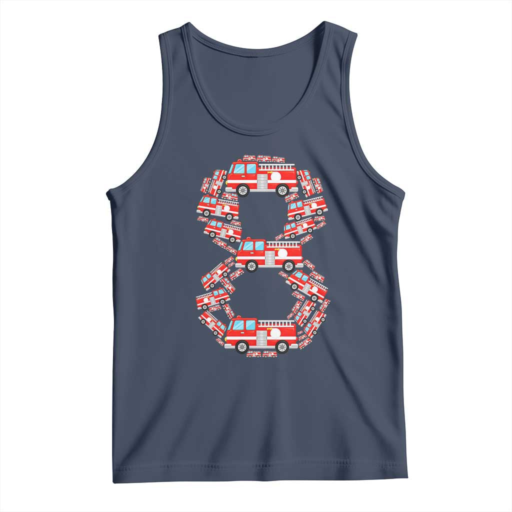 Fire Truck 8th Birthday Tank Top Firefighter Gift For Eight Year Old Kid