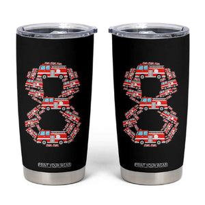 Fire Truck 8th Birthday Tumbler Cup Firefighter Gift For Eight Year Old Kid
