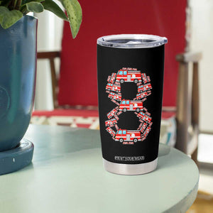 Fire Truck 8th Birthday Tumbler Cup Firefighter Gift For Eight Year Old Kid