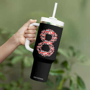 Fire Truck 8th Birthday Tumbler With Handle Firefighter Gift For Eight Year Old Kid