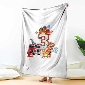 3rd Birthday Firefighter Dinosaur Throw Blanket Fire Engine Three Year Old Party Kids