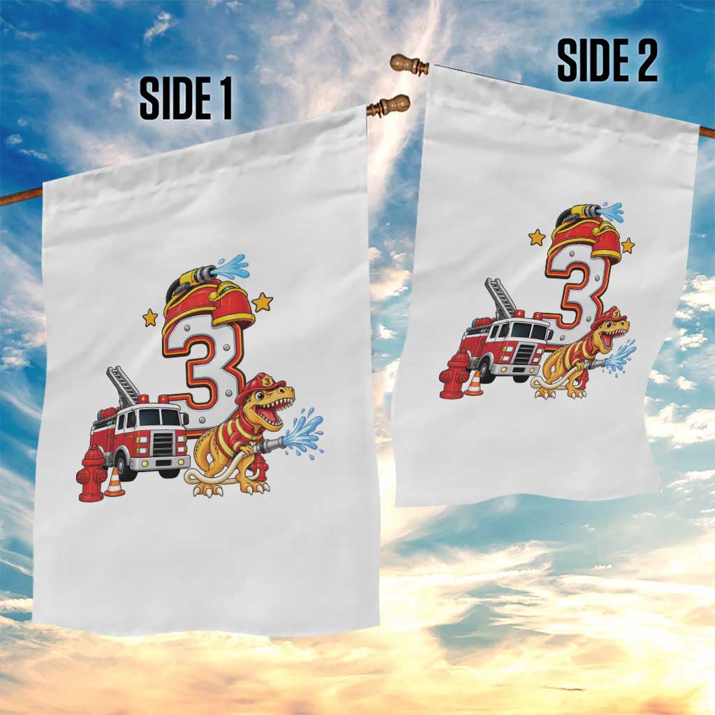 3rd Birthday Firefighter Dinosaur Garden Flag Fire Engine Three Year Old Party Kids