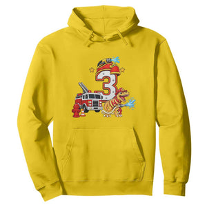 3rd Birthday Firefighter Dinosaur Hoodie Fire Engine Three Year Old Party Kids