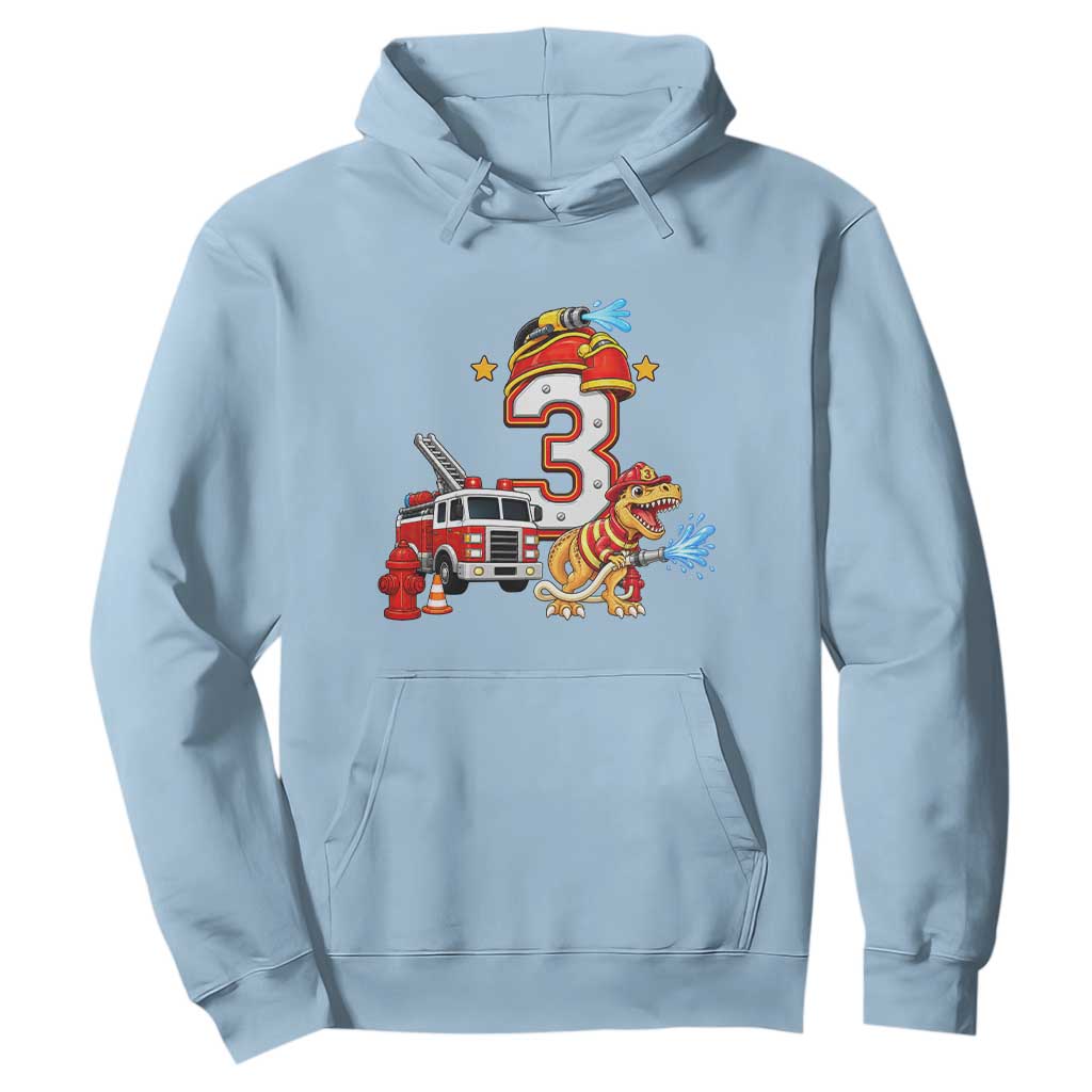 3rd Birthday Firefighter Dinosaur Hoodie Fire Engine Three Year Old Party Kids