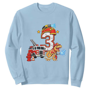 3rd Birthday Firefighter Dinosaur Sweatshirt Fire Engine Three Year Old Party Kids