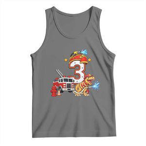 3rd Birthday Firefighter Dinosaur Tank Top Fire Engine Three Year Old Party Kids