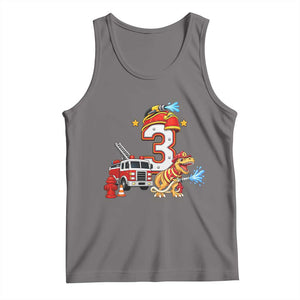 3rd Birthday Firefighter Dinosaur Tank Top Fire Engine Three Year Old Party Kids