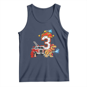 3rd Birthday Firefighter Dinosaur Tank Top Fire Engine Three Year Old Party Kids
