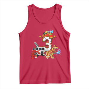 3rd Birthday Firefighter Dinosaur Tank Top Fire Engine Three Year Old Party Kids