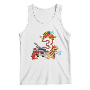 3rd Birthday Firefighter Dinosaur Tank Top Fire Engine Three Year Old Party Kids