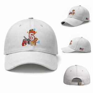 5th Birthday Firefighter Dinosaur Baseball Cap Fire Engine Five Year Old Party Kids