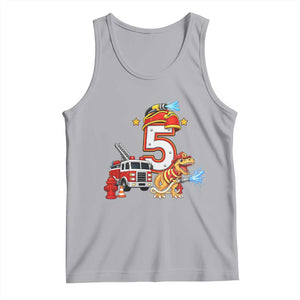 5th Birthday Firefighter Dinosaur Tank Top Fire Engine Five Year Old Party Kids