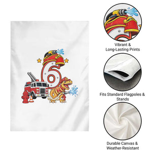 6th Birthday Firefighter Dinosaur Garden Flag Fire Engine Six Year Old Party Kids