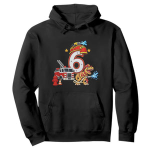 6th Birthday Firefighter Dinosaur Hoodie Fire Engine Six Year Old Party Kids