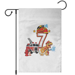7th Birthday Firefighter Dinosaur Garden Flag Fire Engine Seven Year Old Party Kids