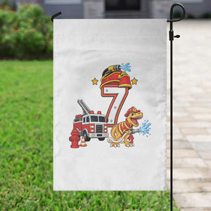 7th Birthday Firefighter Dinosaur Garden Flag Fire Engine Seven Year Old Party Kids