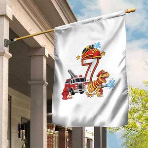 7th Birthday Firefighter Dinosaur Garden Flag Fire Engine Seven Year Old Party Kids
