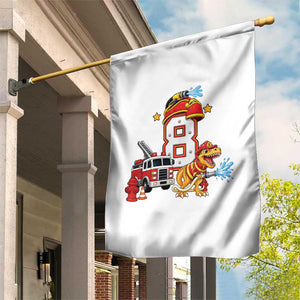 8th Birthday Firefighter Dinosaur Garden Flag Fire Engine Eight Year Old Party Kids