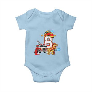 8th Birthday Firefighter Dinosaur Baby Onesie Fire Engine Eight Year Old Party Kids