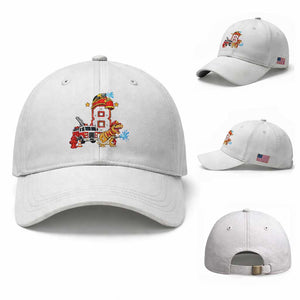 8th Birthday Firefighter Dinosaur Baseball Cap Fire Engine Eight Year Old Party Kids