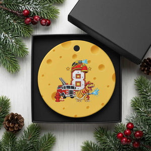8th Birthday Firefighter Dinosaur Ceramic Ornament Fire Engine Eight Year Old Party Kids