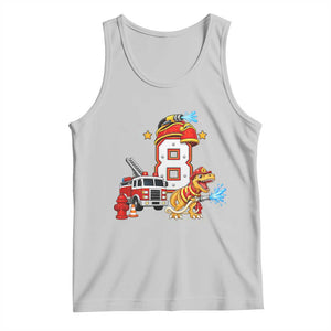 8th Birthday Firefighter Dinosaur Tank Top Fire Engine Eight Year Old Party Kids