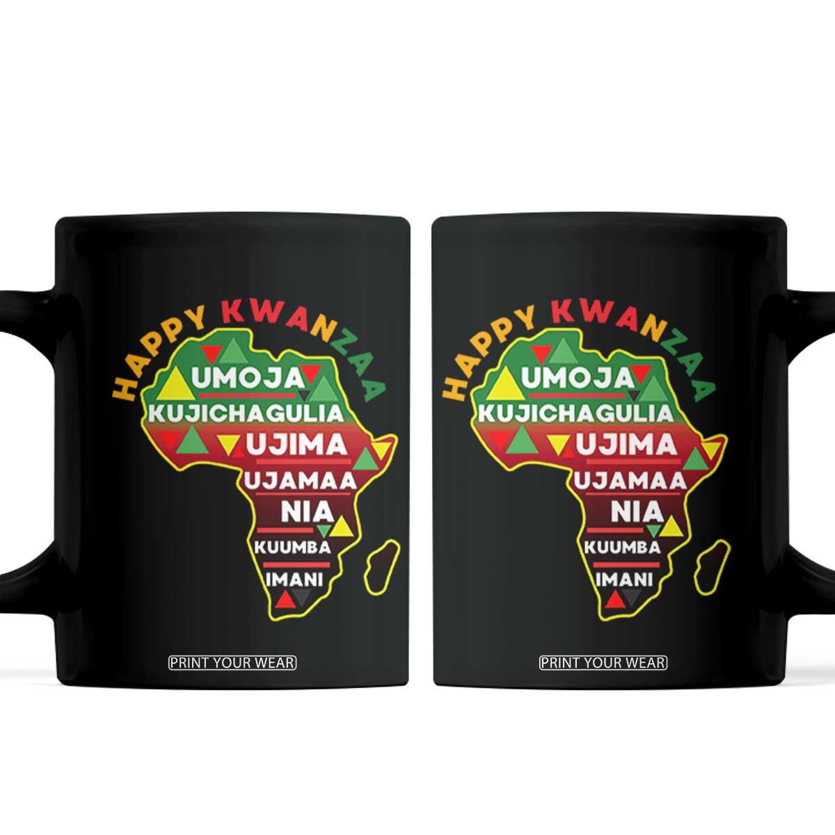 Happy Kwanzaa African Map Coffee Mug Nguzo Saba Seven Principles African Heritage Gift TS12 Black Print Your Wear