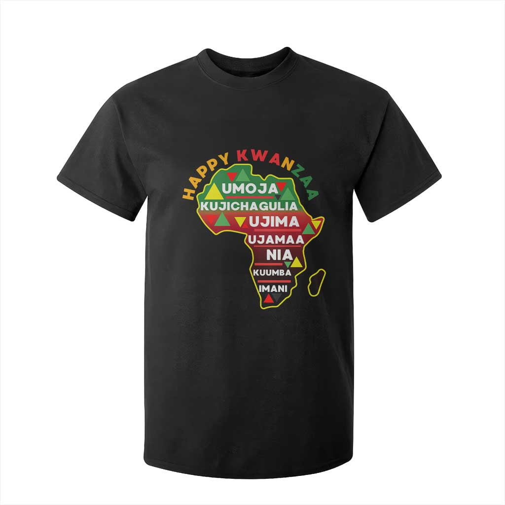 Happy Kwanzaa African Map T Shirt For Kid Nguzo Saba Seven Principles African Heritage Gift TS12 Black Print Your Wear