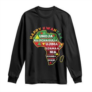 Happy Kwanzaa African Map Long Sleeve Shirt Nguzo Saba Seven Principles African Heritage Gift TS12 Black Print Your Wear