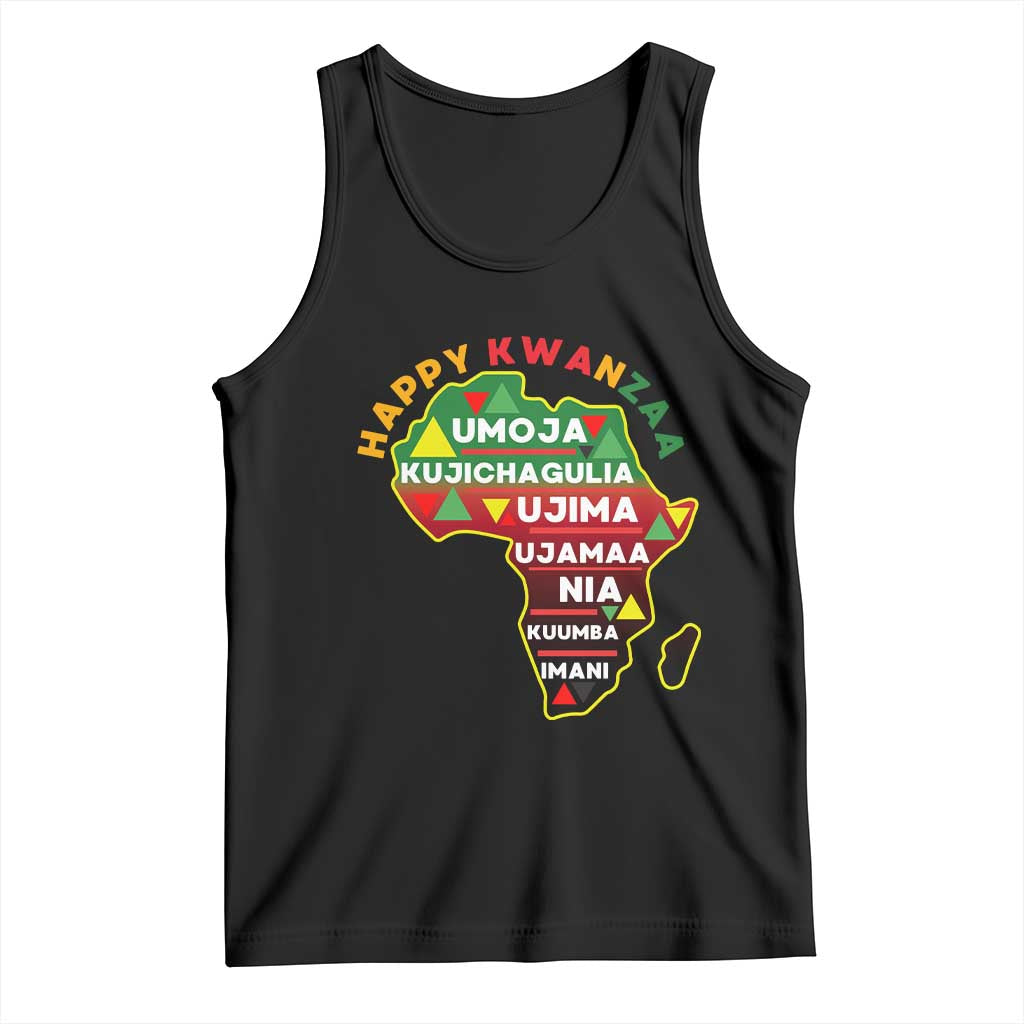 Happy Kwanzaa African Map Tank Top Nguzo Saba Seven Principles African Heritage Gift TS12 Black Print Your Wear