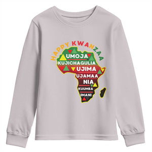 Happy Kwanzaa African Map Youth Sweatshirt Nguzo Saba Seven Principles African Heritage Gift TS12 Ice Gray Print Your Wear