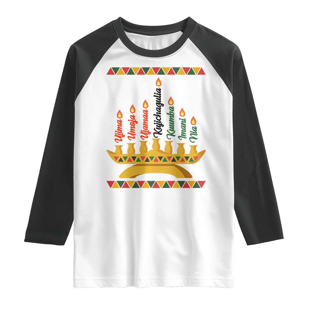 7 Principles Of Kwanzaa Raglan Shirt Festival Of Lights African Heritage Gift TS12 White Black Print Your Wear