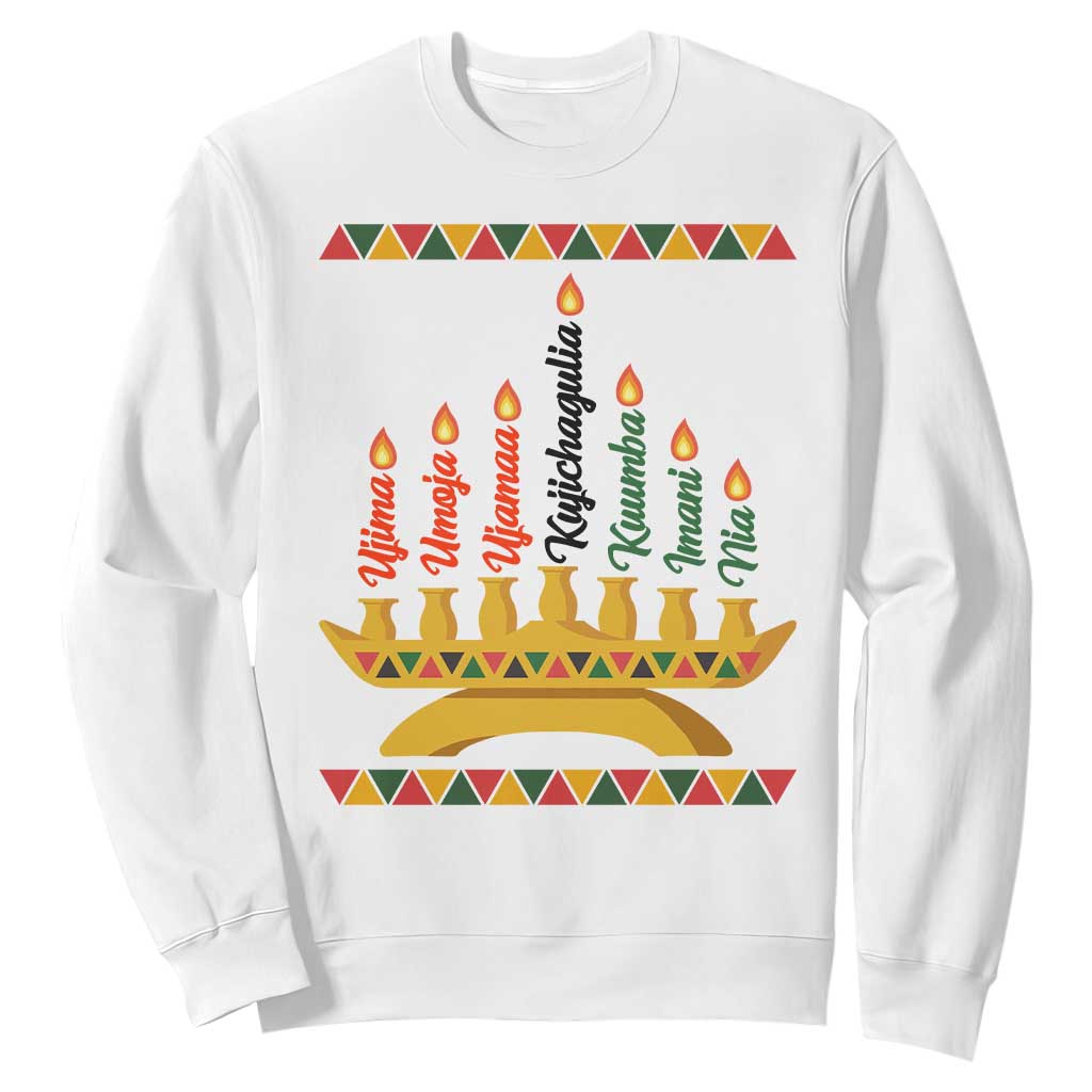 7 Principles Of Kwanzaa Sweatshirt Festival Of Lights African Heritage Gift TS12 White Print Your Wear