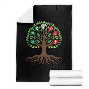 Seven Candles Of Kwanzaa Tree Of Life Throw Blanket African Heritage Gift TS12 Black Print Your Wear