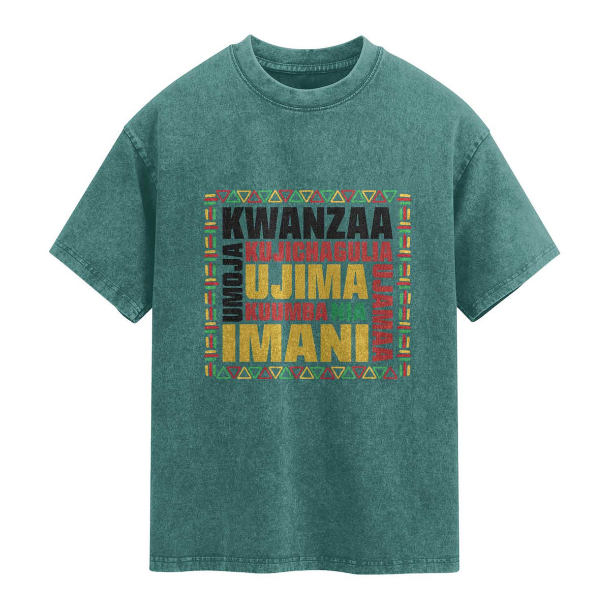 Nguzo Saba Seven Principles Washed Cotton T-Shirt African Heritage Celebration Gift