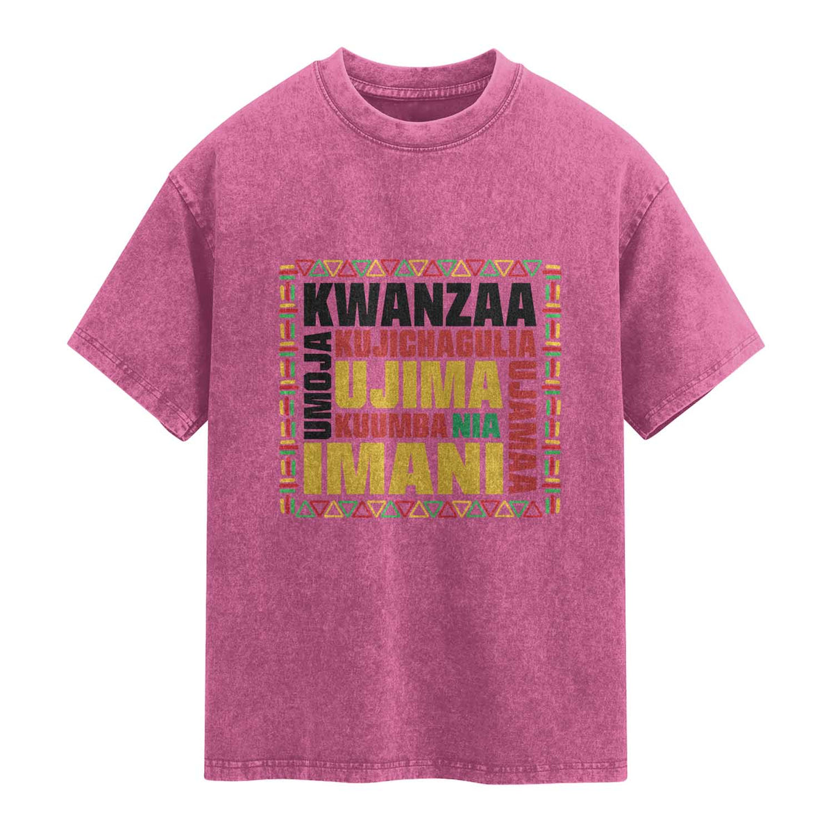 Nguzo Saba Seven Principles Washed Cotton T-Shirt African Heritage Celebration Gift