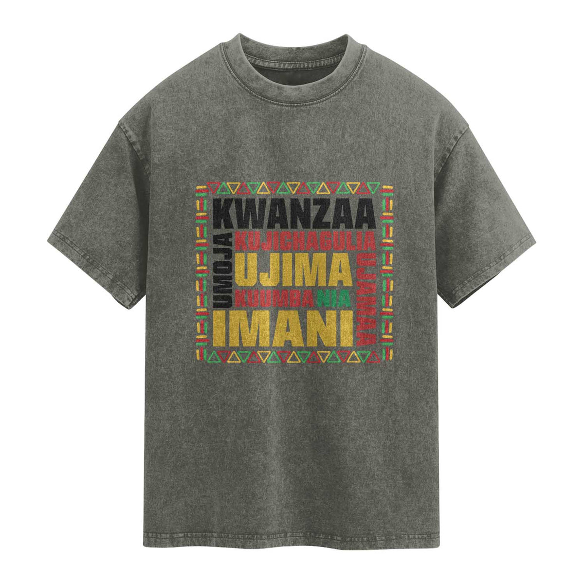 Nguzo Saba Seven Principles Washed Cotton T-Shirt African Heritage Celebration Gift