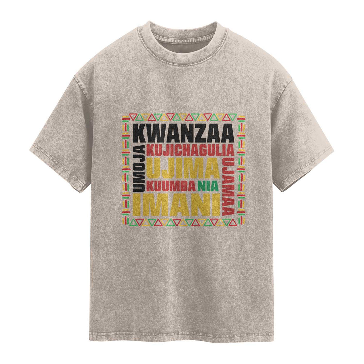 Nguzo Saba Seven Principles Washed Cotton T-Shirt African Heritage Celebration Gift