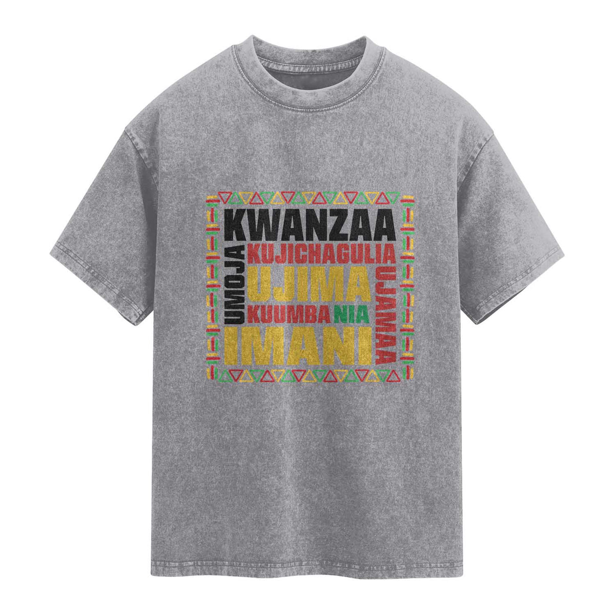 Nguzo Saba Seven Principles Washed Cotton T-Shirt African Heritage Celebration Gift
