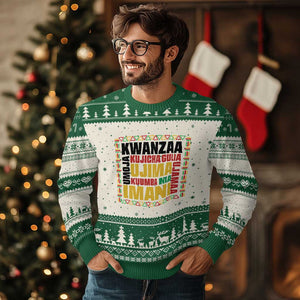 Nguzo Saba Seven Principles Ugly Christmas Sweater African Heritage Celebration Gift TS12 Beige Green Print Your Wear