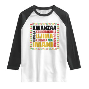 Nguzo Saba Seven Principles Raglan Shirt African Heritage Celebration Gift TS12 White Black Print Your Wear